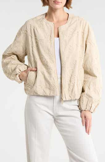 Democracy Floral Embroidered Bubble Hem Jacket