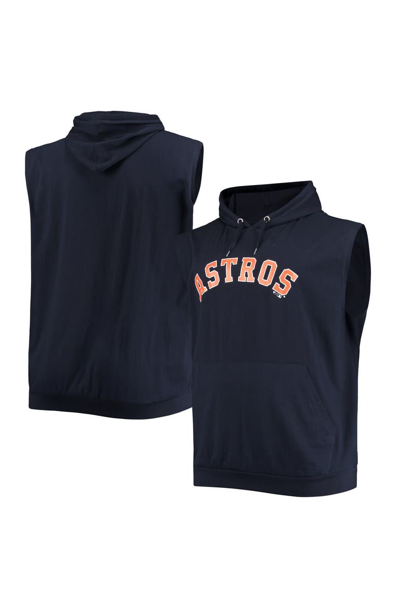 PROFILE Men's Navy Houston Astros Jersey Muscle Sleeveless Pullover Hoodie, Main, color,