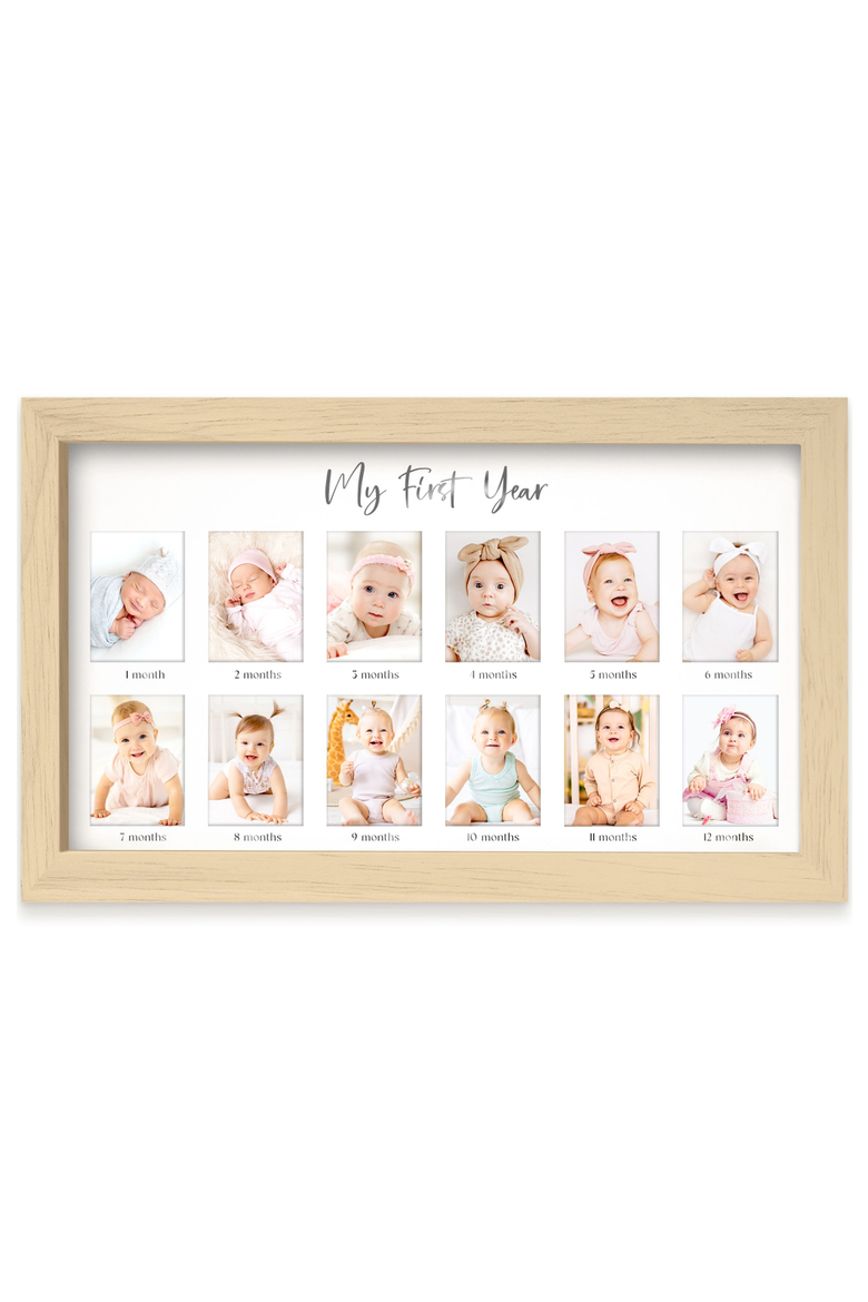 Nova Baby's First Year Picture Frame, Main, color, Ash Wood