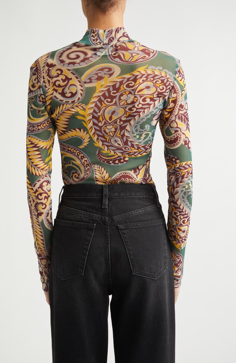 Etro Paisley Print Jersey Top, Alternate, color, Stampa F.do Verde