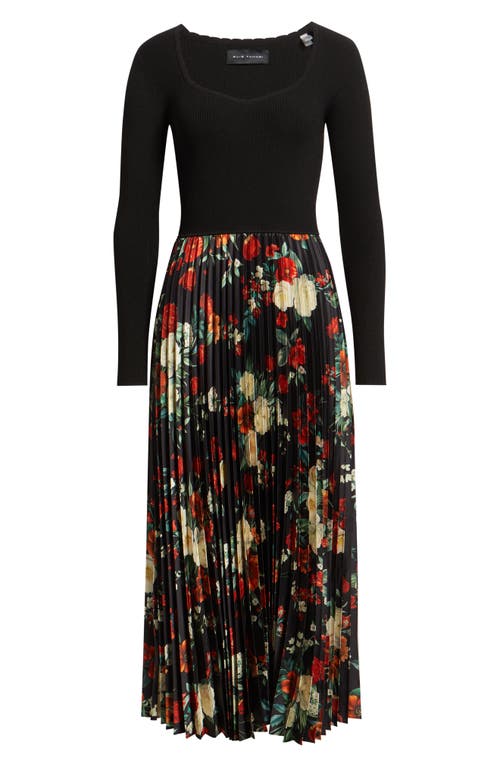 Elie Tahari The Maeve Long Sleeve Mixed Media Dress In Black