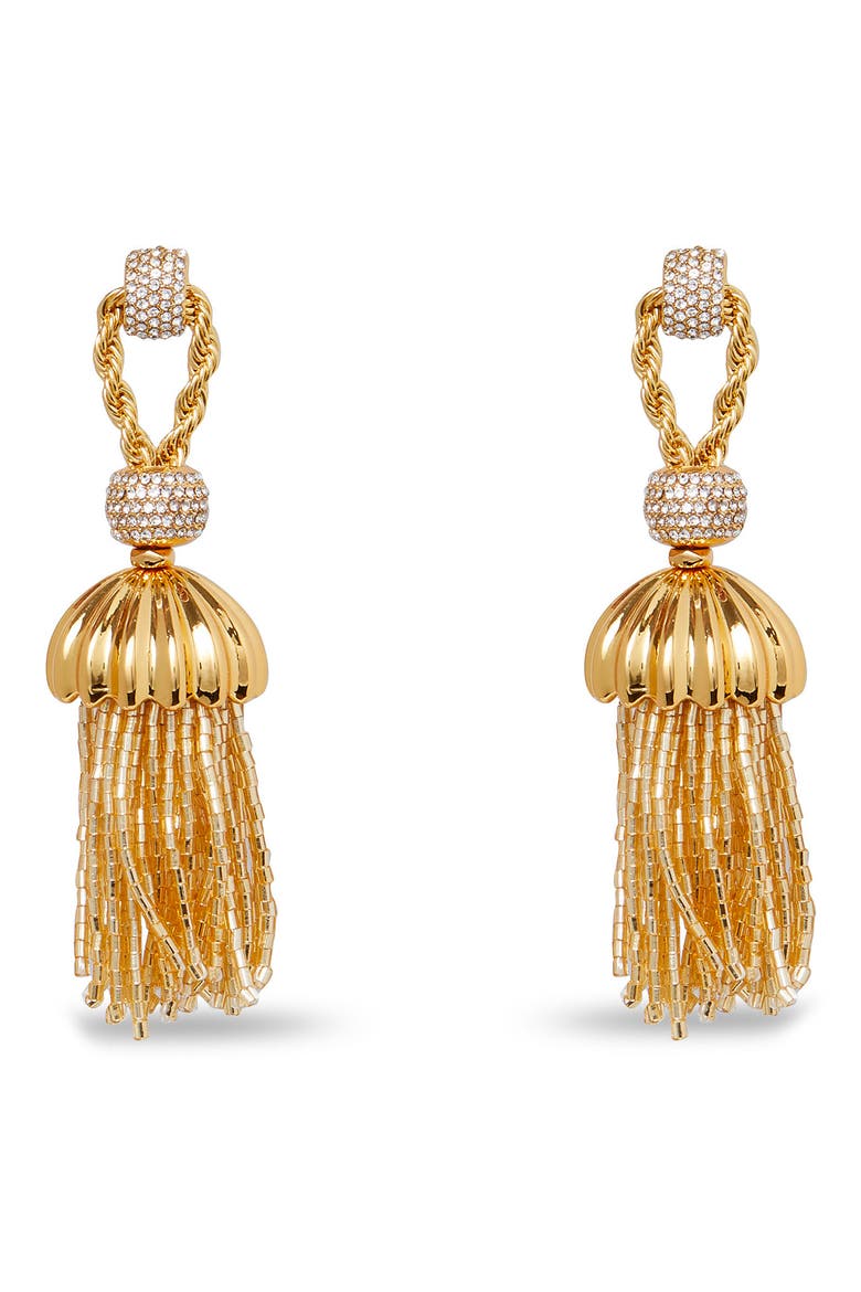 Chateau Rope Tassel Drop Earrings, Main, color, GOLD