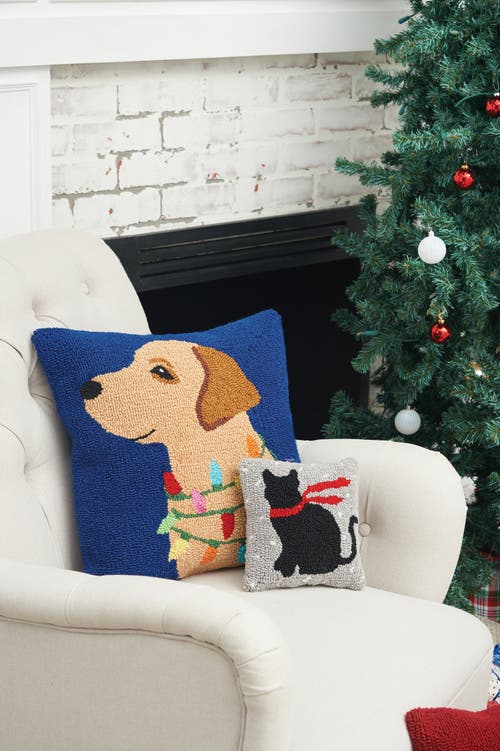 C & F Home C&f Home Christmas Black Cat Red Scarf Silhouette Petite Hooked Accent Pillow, 8" X 8" In Gray