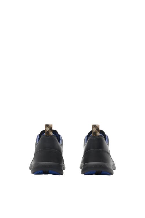 Shop Burberry Leather Matrix Sneakers In Black