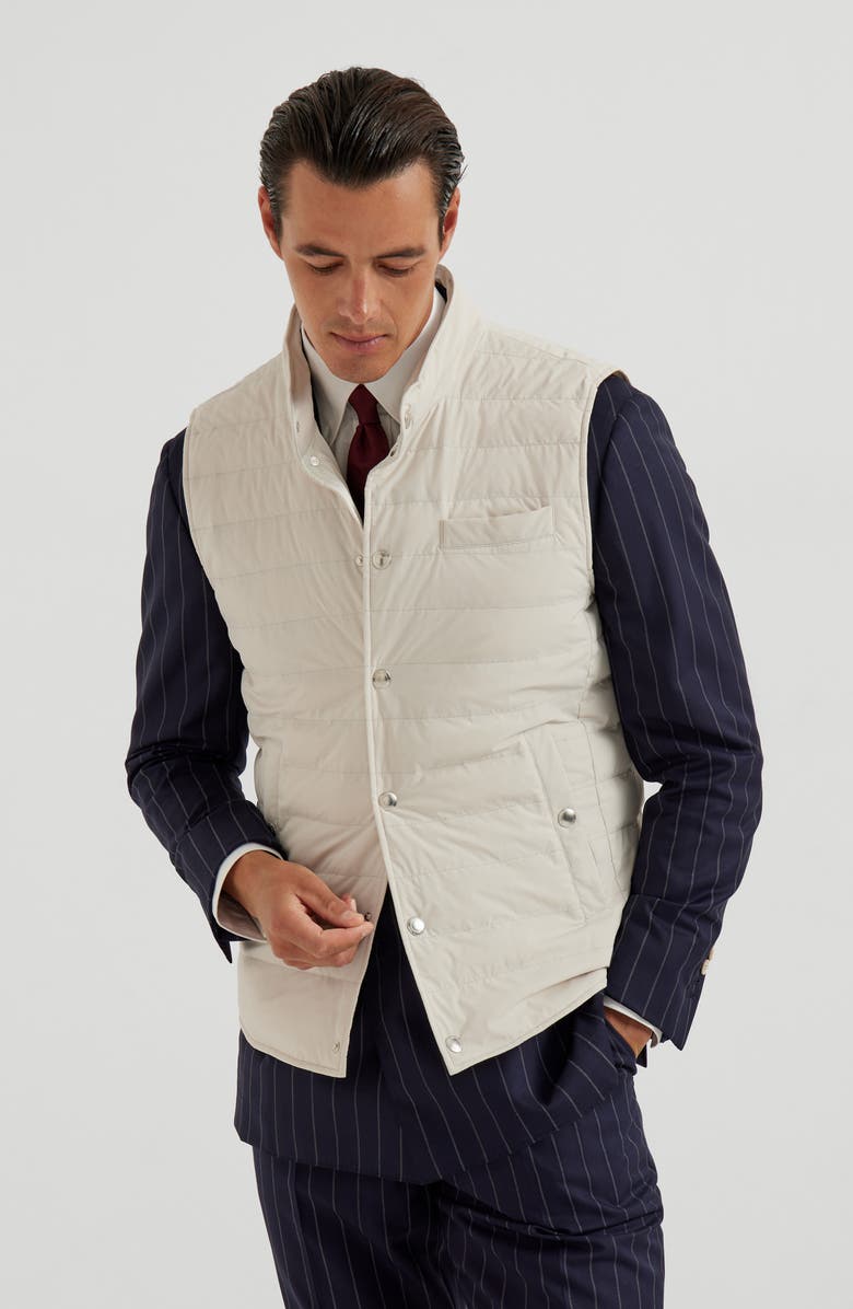 Brunello Cucinelli Lightweight down vest, Alternate, color, Ivory