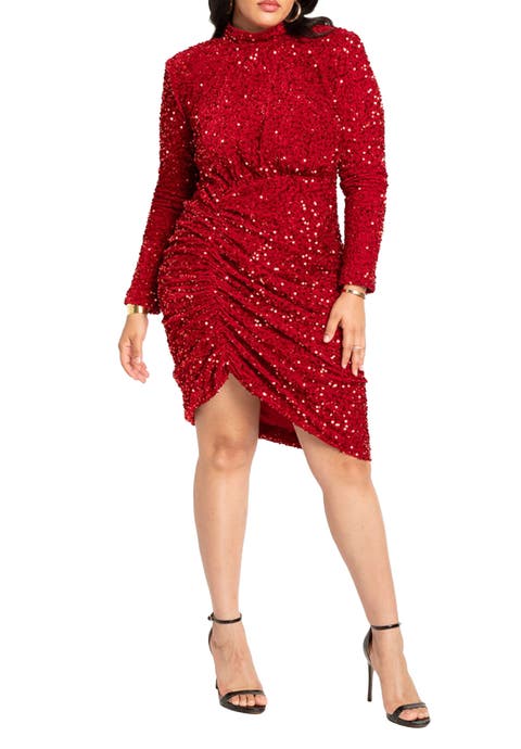Ruched Sequin Dress (Plus Available)