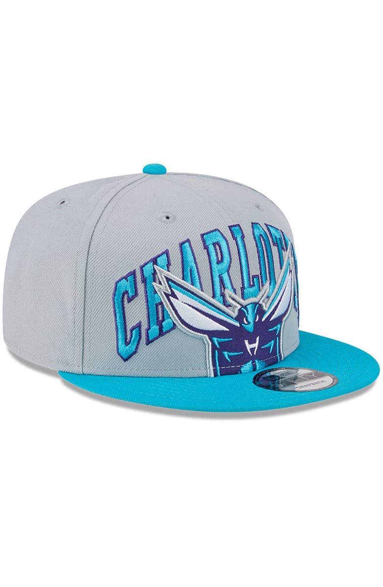 New Era Men's New Era Gray/Teal Charlotte Hornets Tip-Off Two-Tone 9FIFTY Snapback Hat, Alternate, color, 