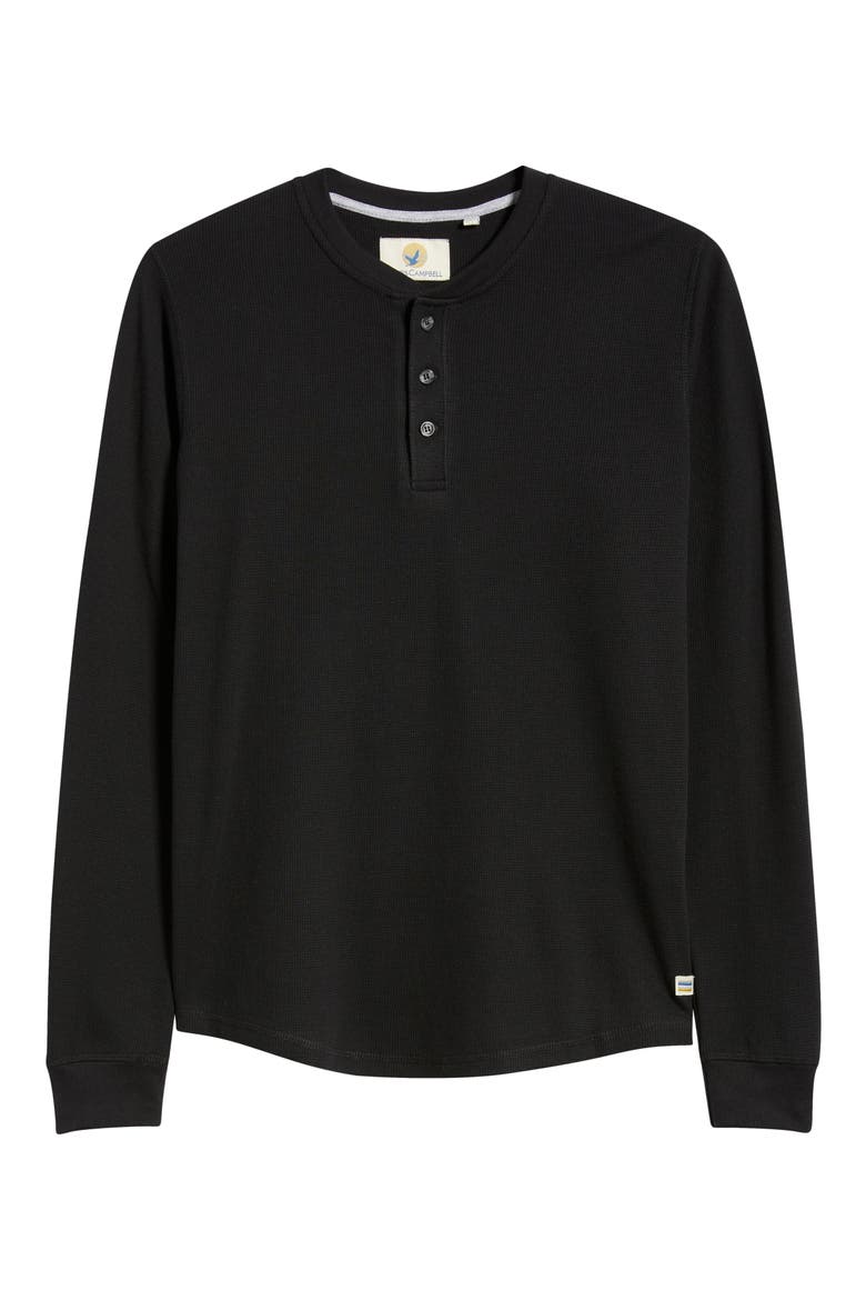 Calico Waffle Stitch Henley, Alternate, color, BLACK