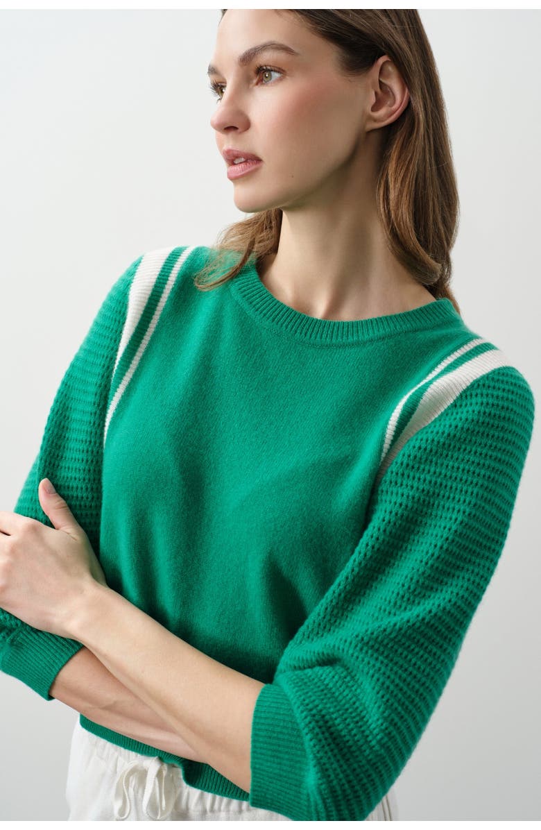 NAKED CASHMERE Amanda Cropped Dolman Crewneck, Alternate, color, Turf/Ecru