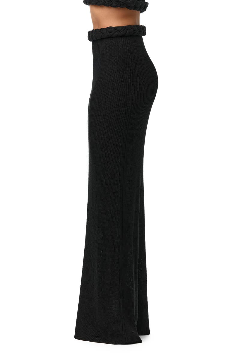Naked Wardrobe Braided Waist Maxi Sweater Skirt, Alternate, color, Black