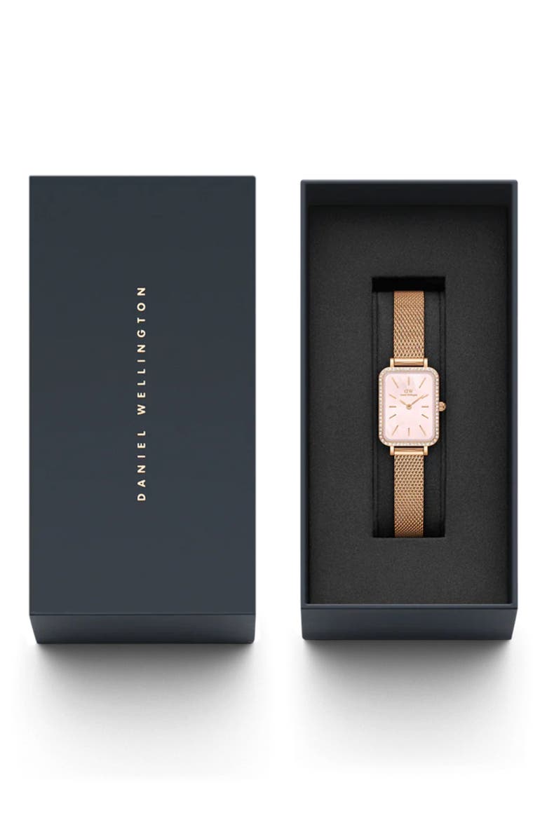 Quadro Mesh Strap Watch, 20mm x 26mm, Alternate, color, ROSE GOLD