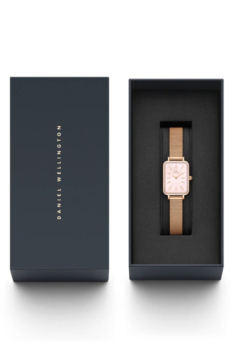 Daniel Wellington Quadro Mesh Strap Watch, 20mm x 26mm, Alternate, color, Rose Gold