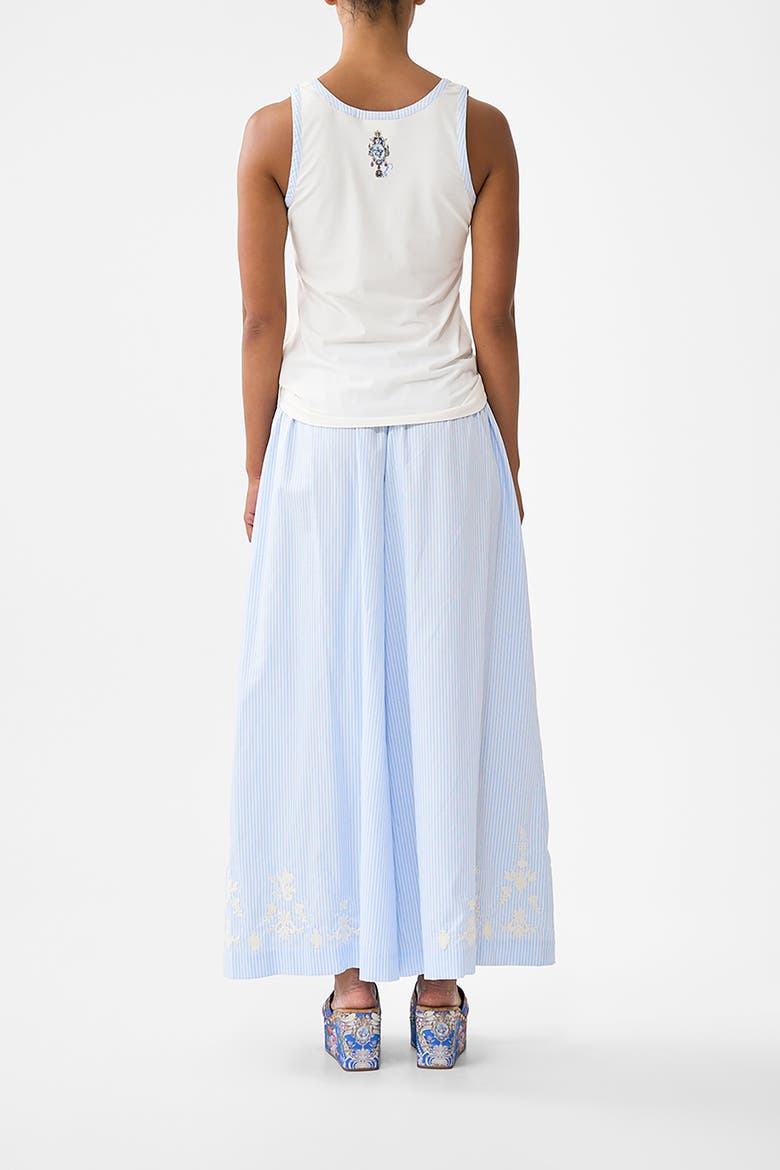 Jersey Scoop Neck Tank Top - White/Blue, Alternate, color, Ottoman Opulence