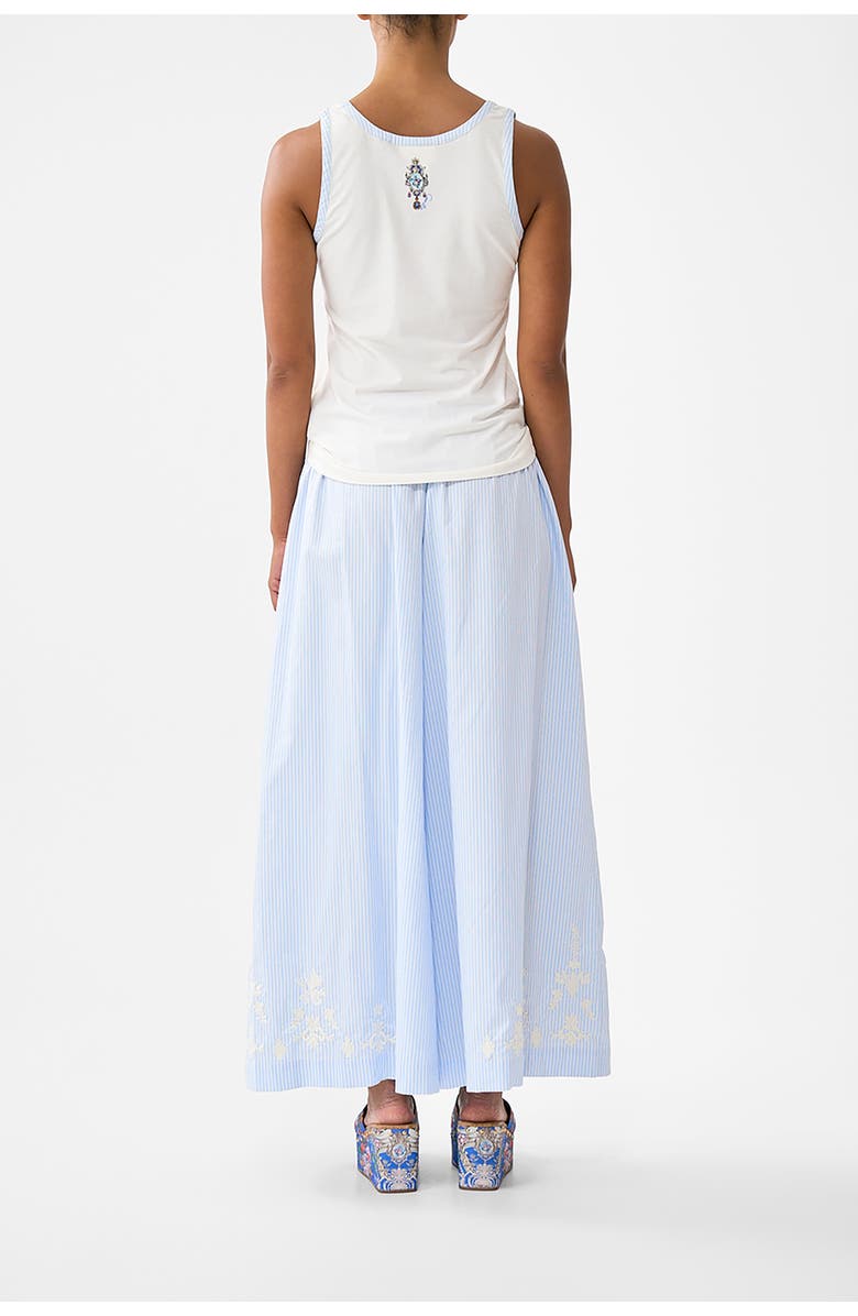 Camilla Jersey Scoop Neck Tank Top - White/Blue, Alternate, color, Ottoman Opulence