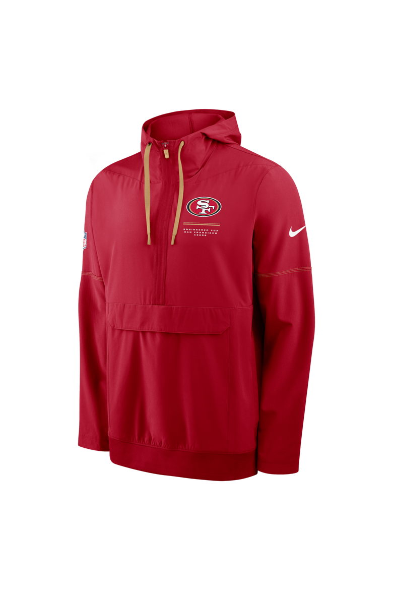 Men's Nike Scarlet San Francisco 49ers Sideline Logo Glory Anorak Half-Zip Hooded Jacket, Alternate, color, Scarlet
