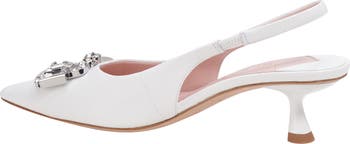 renata pointed toe kitten heel slingback pump