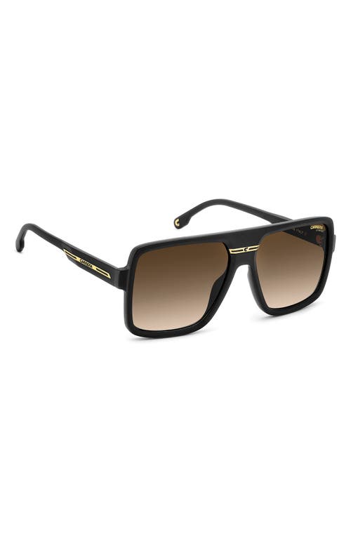 Carrera Eyewear Victory 59mm Gradient Rectangular Flat Top Sunglasses In Black Gold/black Brown Green
