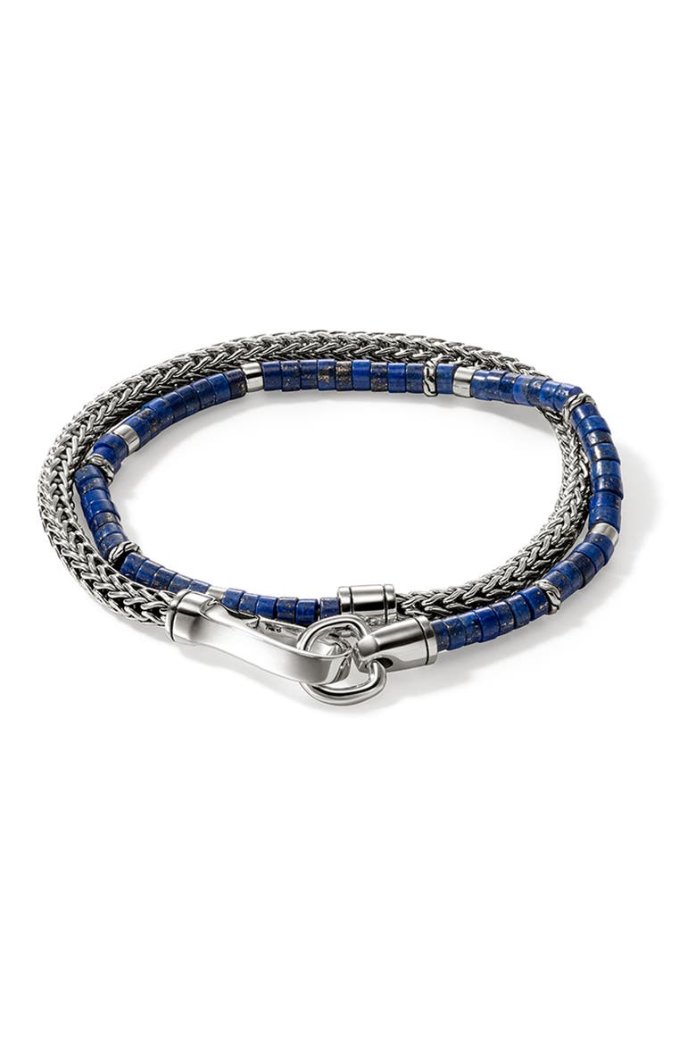 Heishi Chain Wrap, Sterling Silver, Gemstones, Alternate, color, SILVER/BLUE