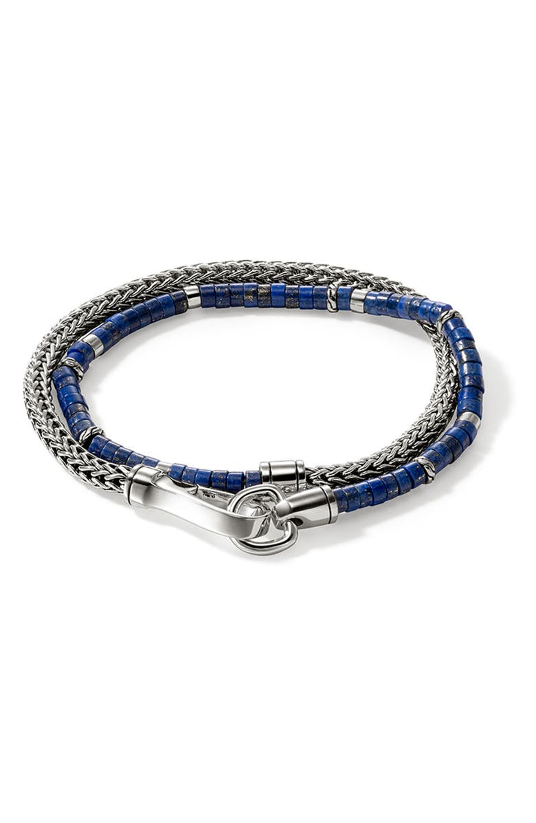 John Hardy Heishi Chain Wrap, Sterling Silver, Gemstones, Alternate, color, Silver/Blue