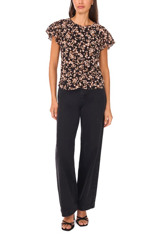 Parker Pucker Sleeve Top In Black
