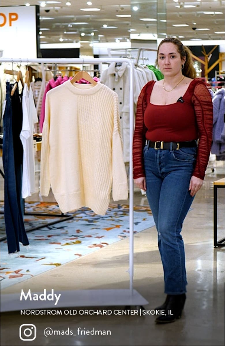 Long Sleeve Contrast Rib Sweater Dress, sales video thumbnail