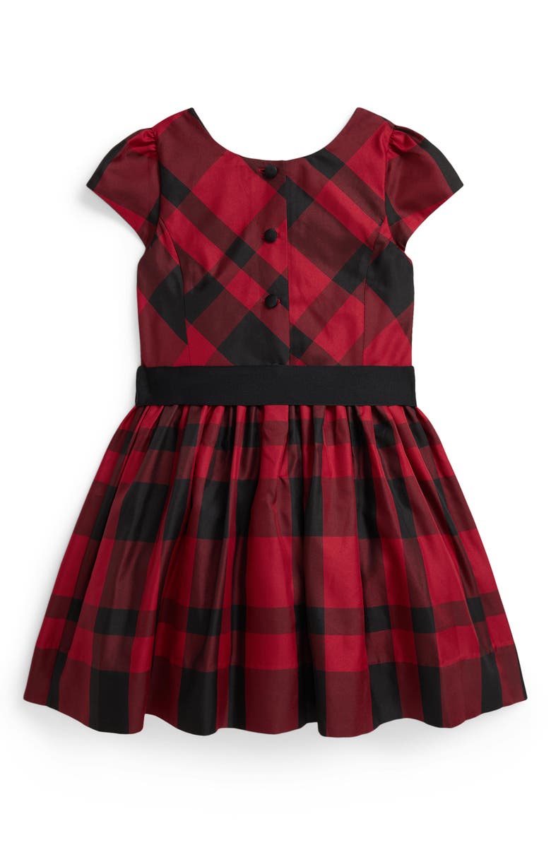 Polo Ralph Lauren Kids' Plaid Taffeta Party Dress, Alternate, color, Red Black