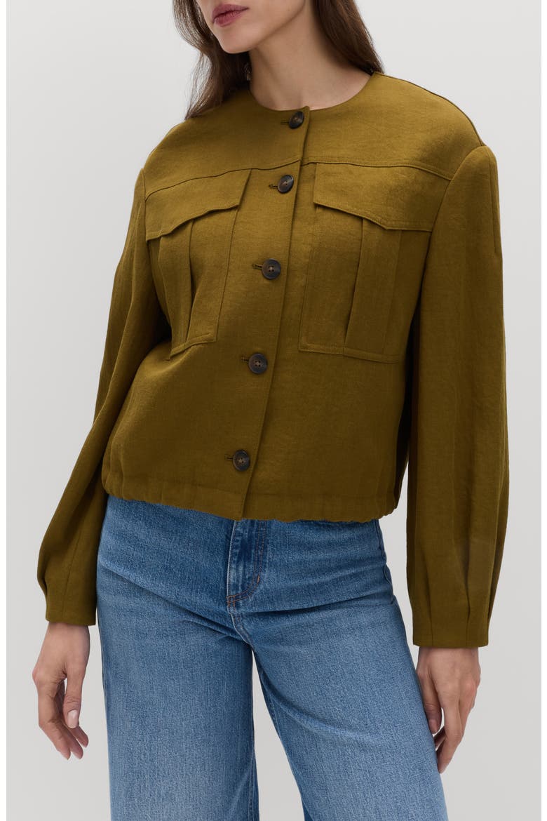 Collarless Jacket, Main, color, MOSSY BROWN