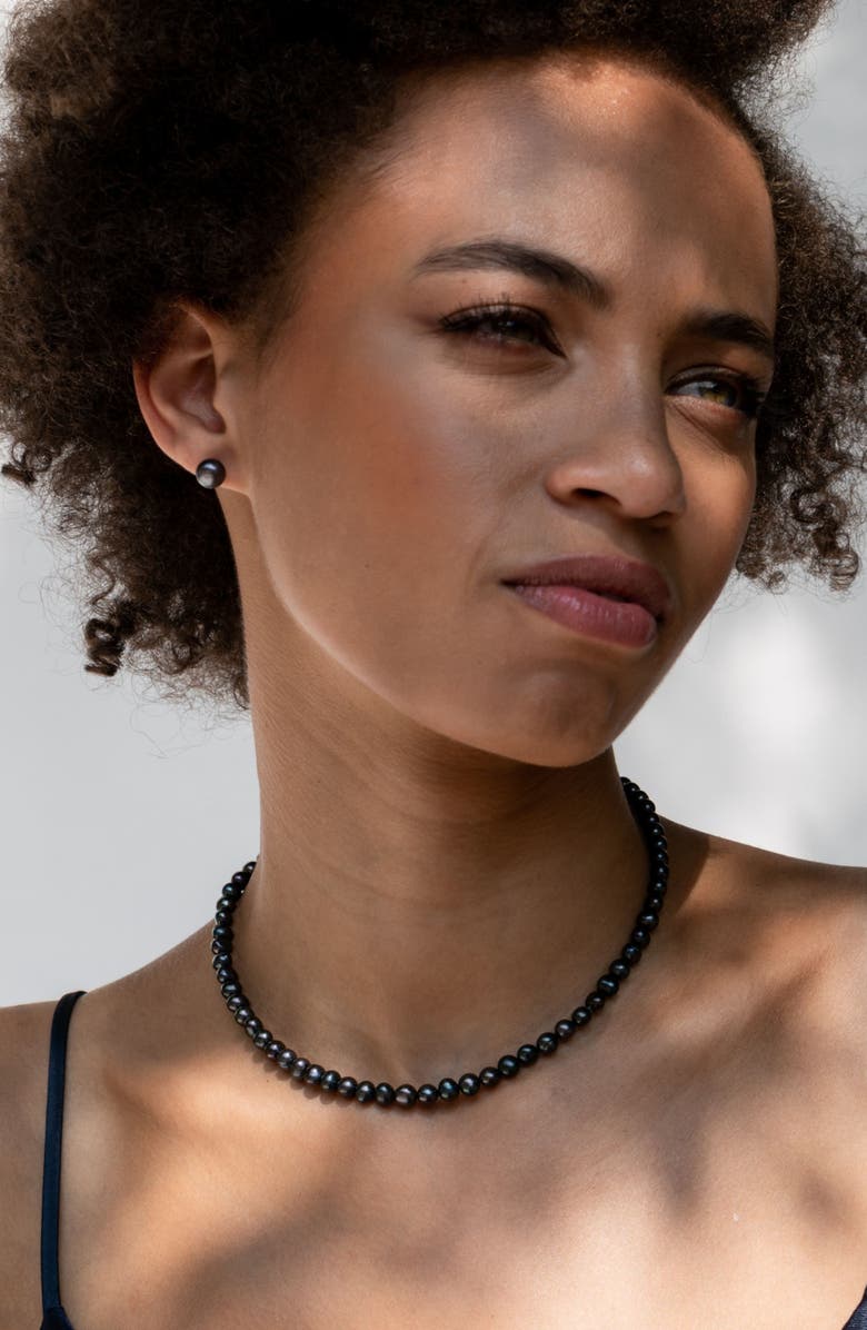 Dower & Hall Timeless Peacock Freshwater Pearl Necklace, Alternate, color, Sterling Silver