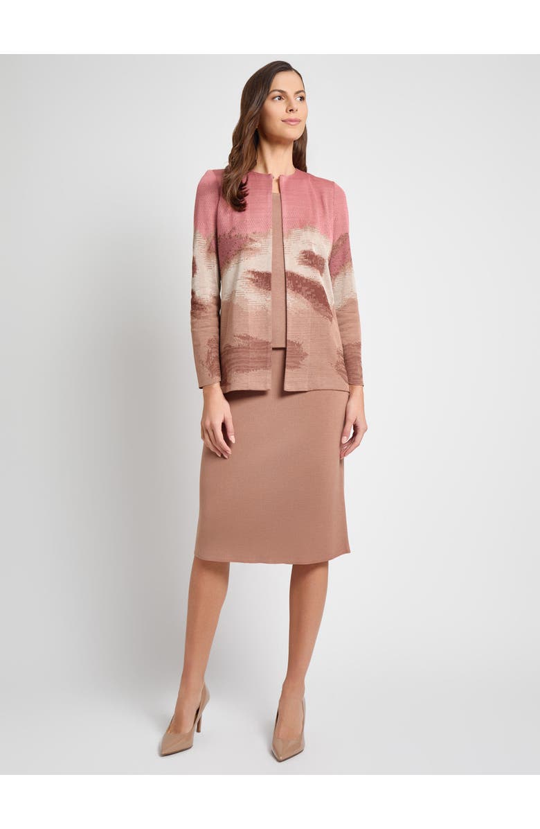 Misook Heritage Landscape Pattern Knit Jacket, Alternate, color, Honey Suckle/Biscotti