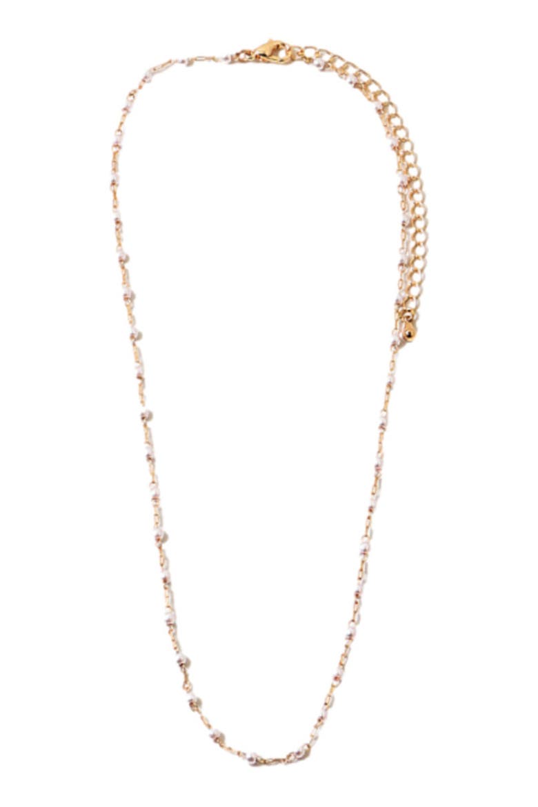 Peaceful Tiny Pearl & Gold necklace, Main, color, Gold