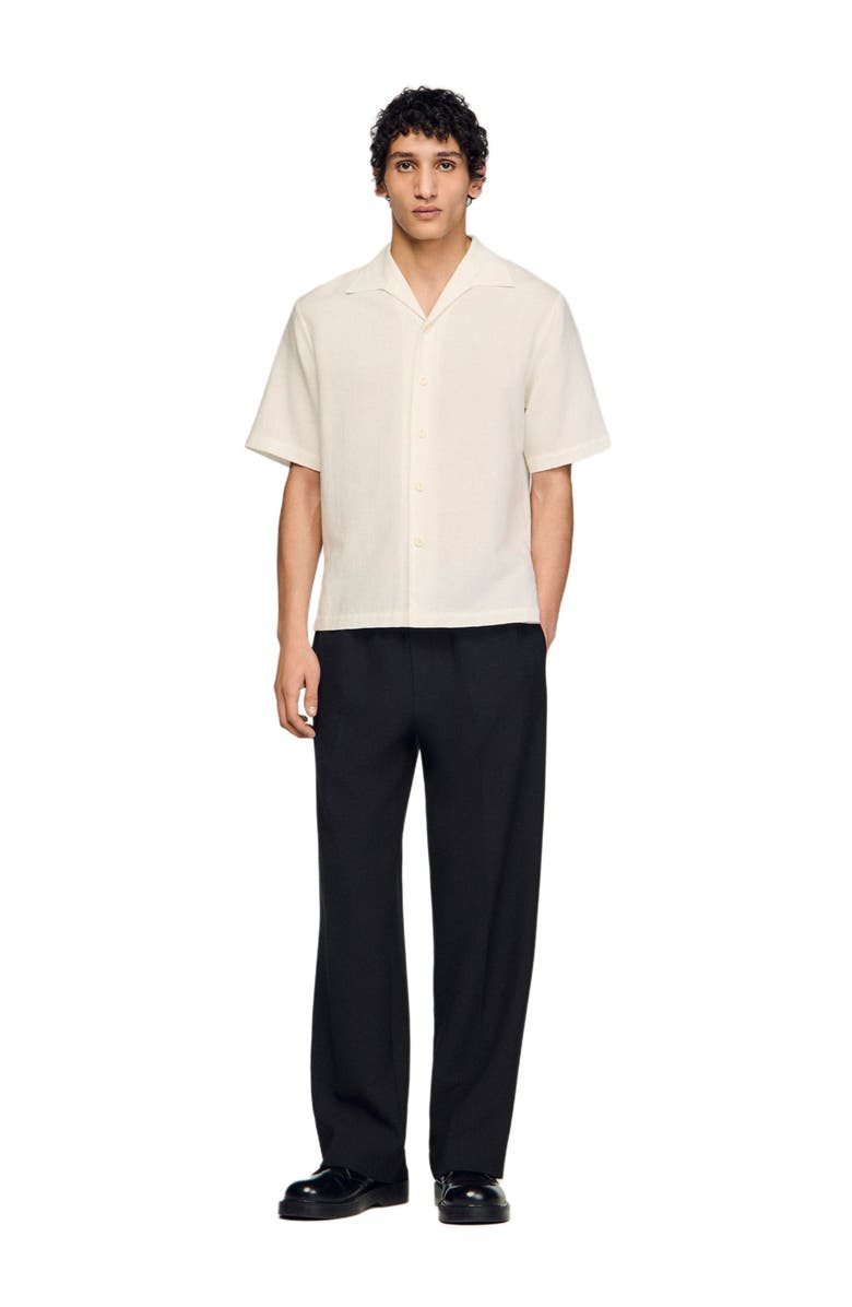 SANDRO Cotton and linen shirt, Alternate, color, Ivory.