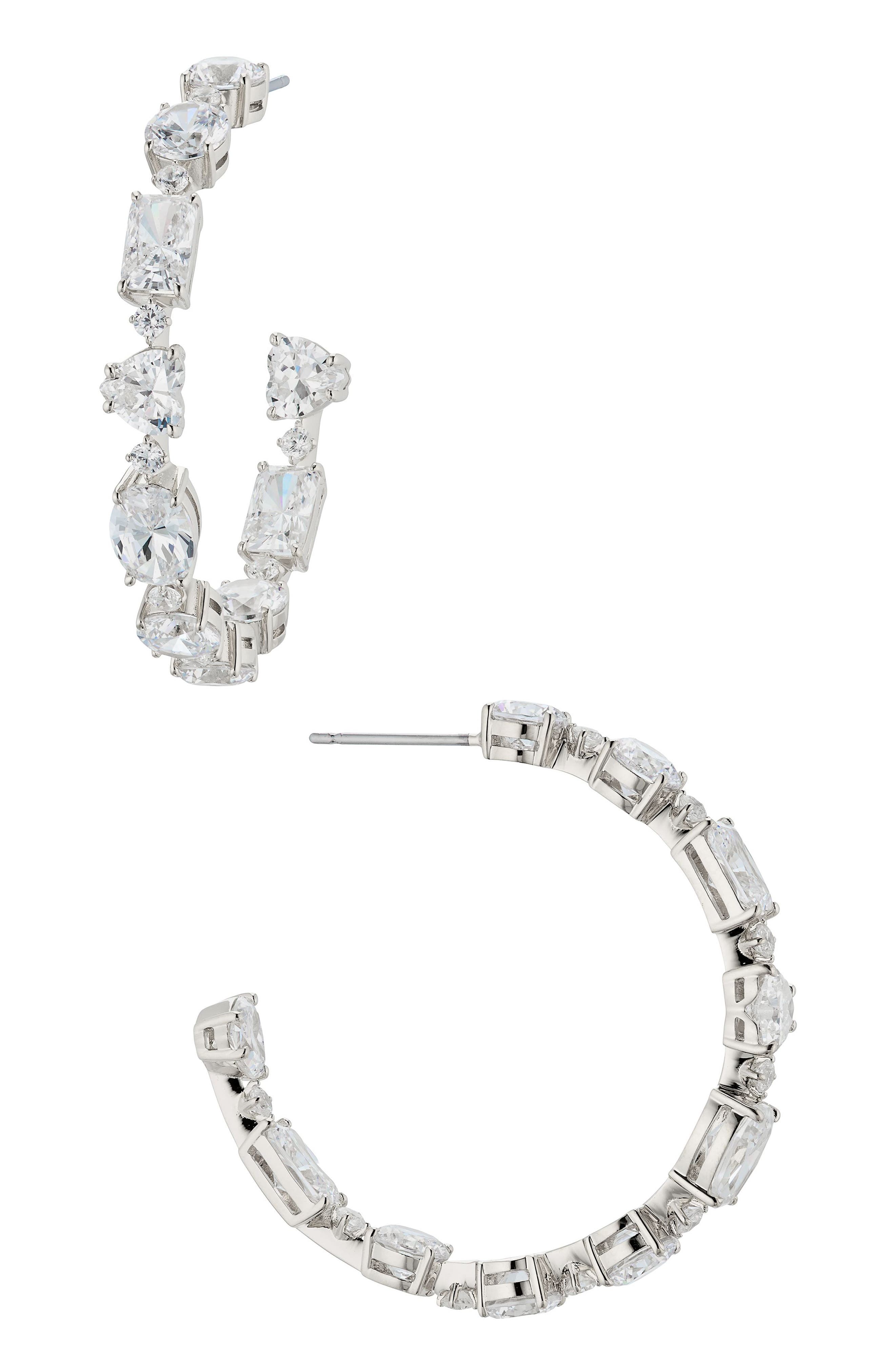 Nadri Cora Cubic Zirconia Inside Out Hoop Earrings