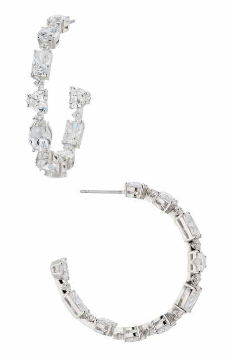 Nadri Cora Cubic Zirconia Inside Out Hoop Earrings
