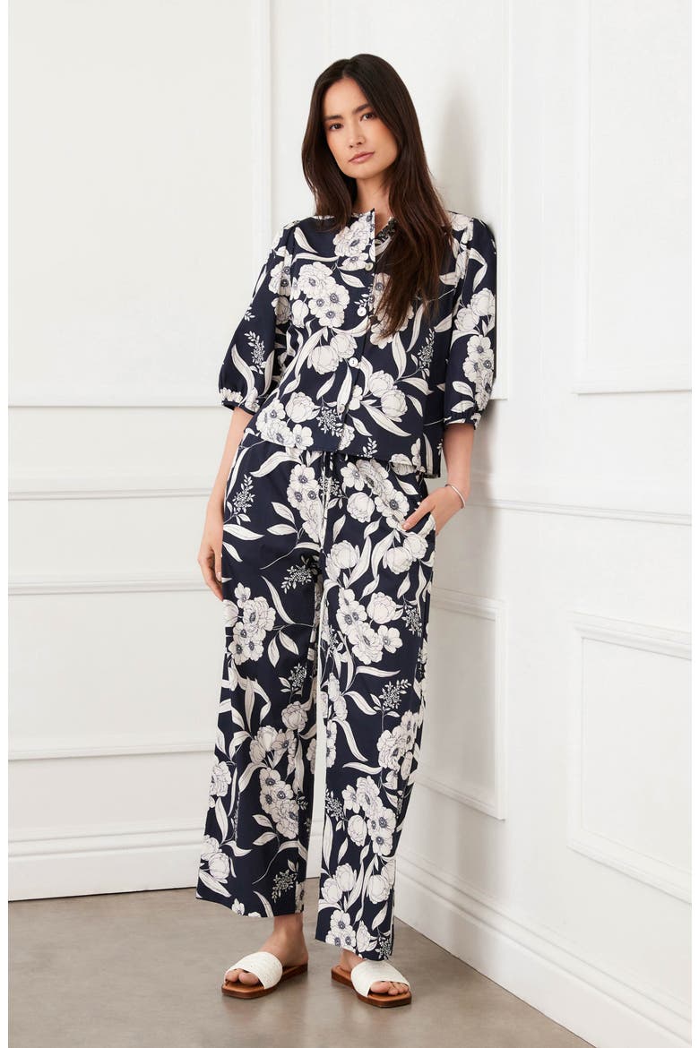 Floral Print Puff Sleeve Cotton Button-Up Shirt, Alternate, color, FLORAL PRINT