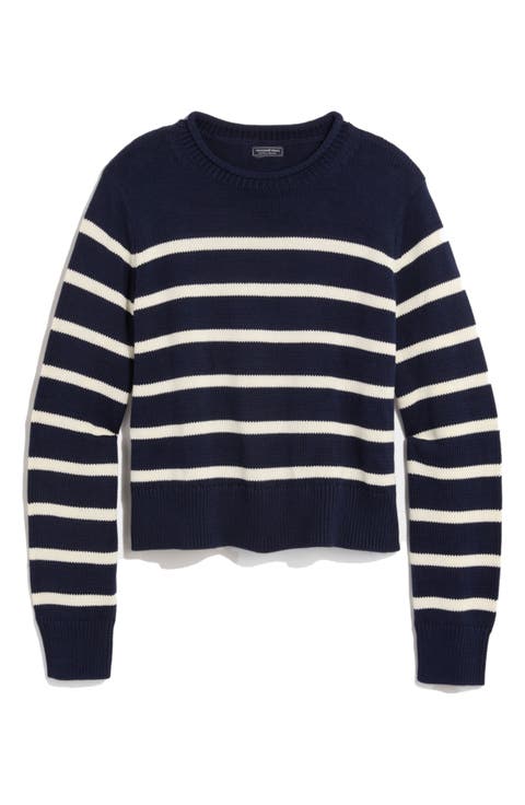 Stripe Roll Neck Cotton Sweater