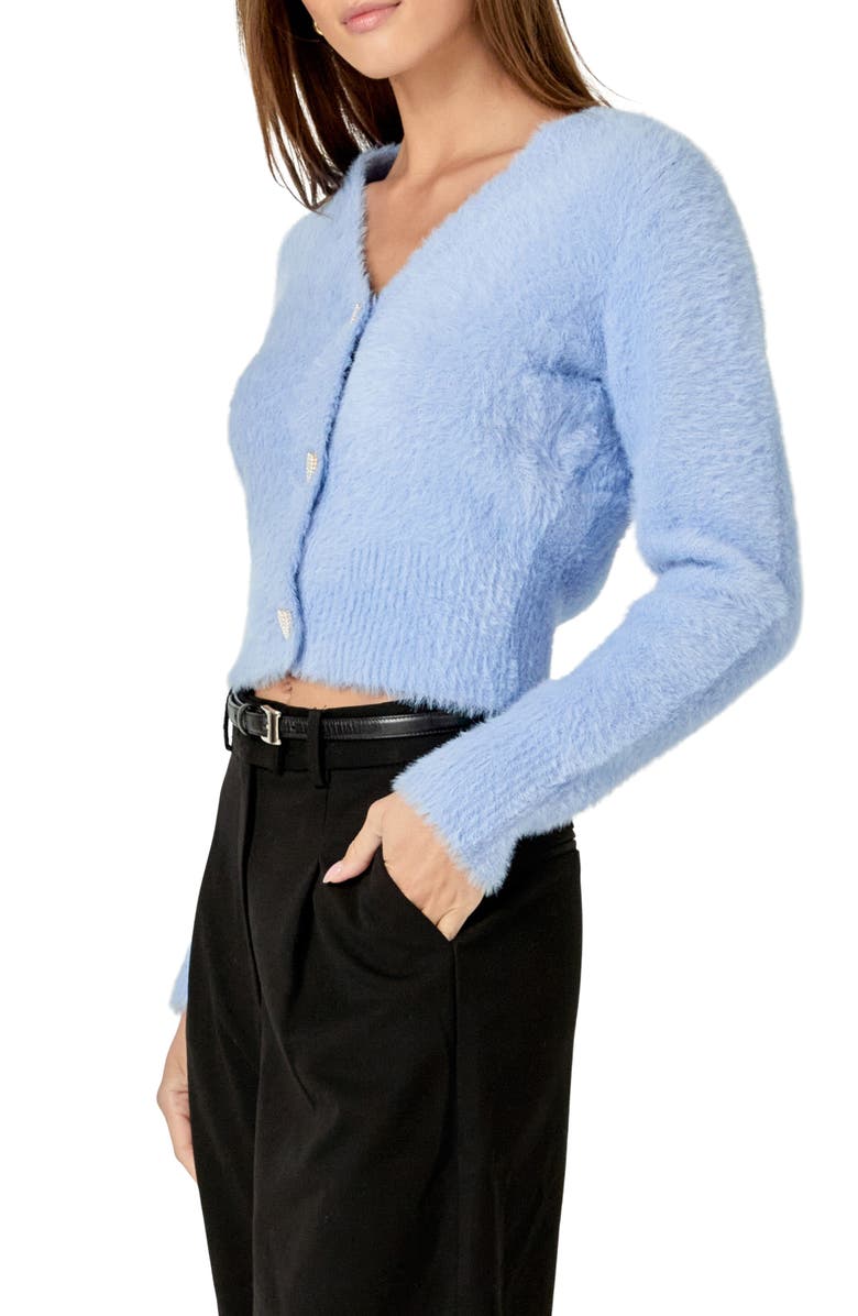 English Factory Pearly Heart Button Sweater, Alternate, color, Periwinkle