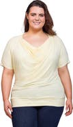 24seven Comfort Apparel Cowl Neck Short Sleeve Top with Banded Bottom