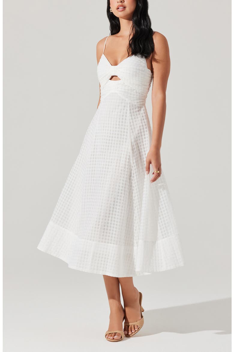 Celina A-Line Midi Dress, Alternate, color, WHITE