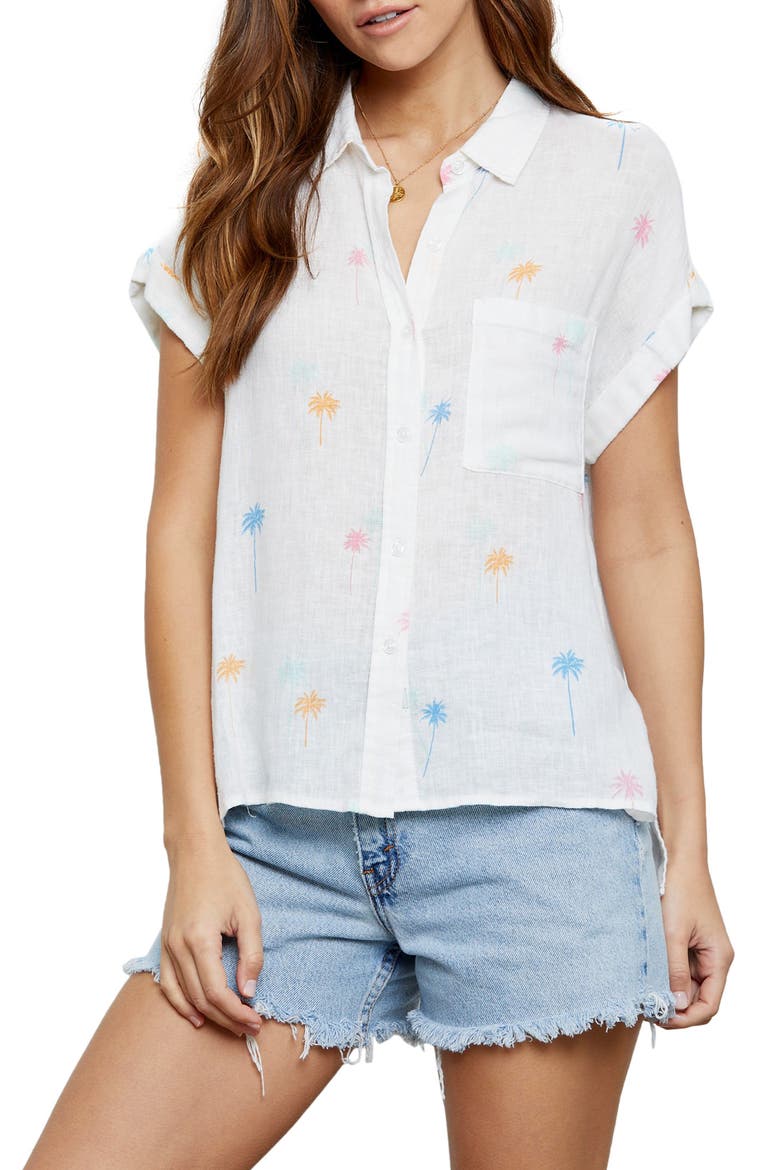 Whitney Print Shirt, Main, color, NEON PALMS