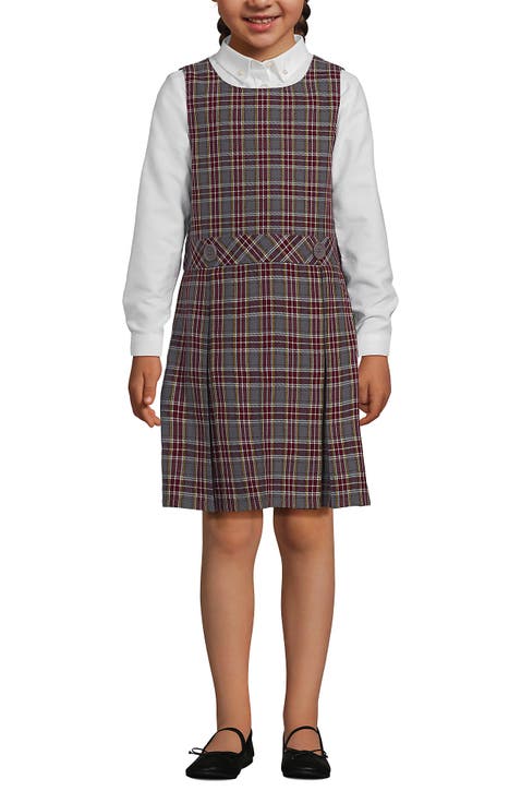Girls Uniform Plaid Jumper