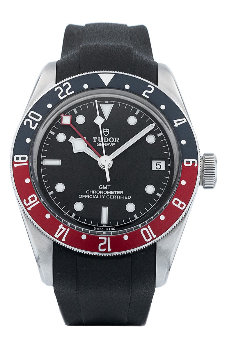 Watchfinder & Co. Tudor Preowned Black Bay GMT Automatic Rubber Strap Watch, 41mm, Main, color,