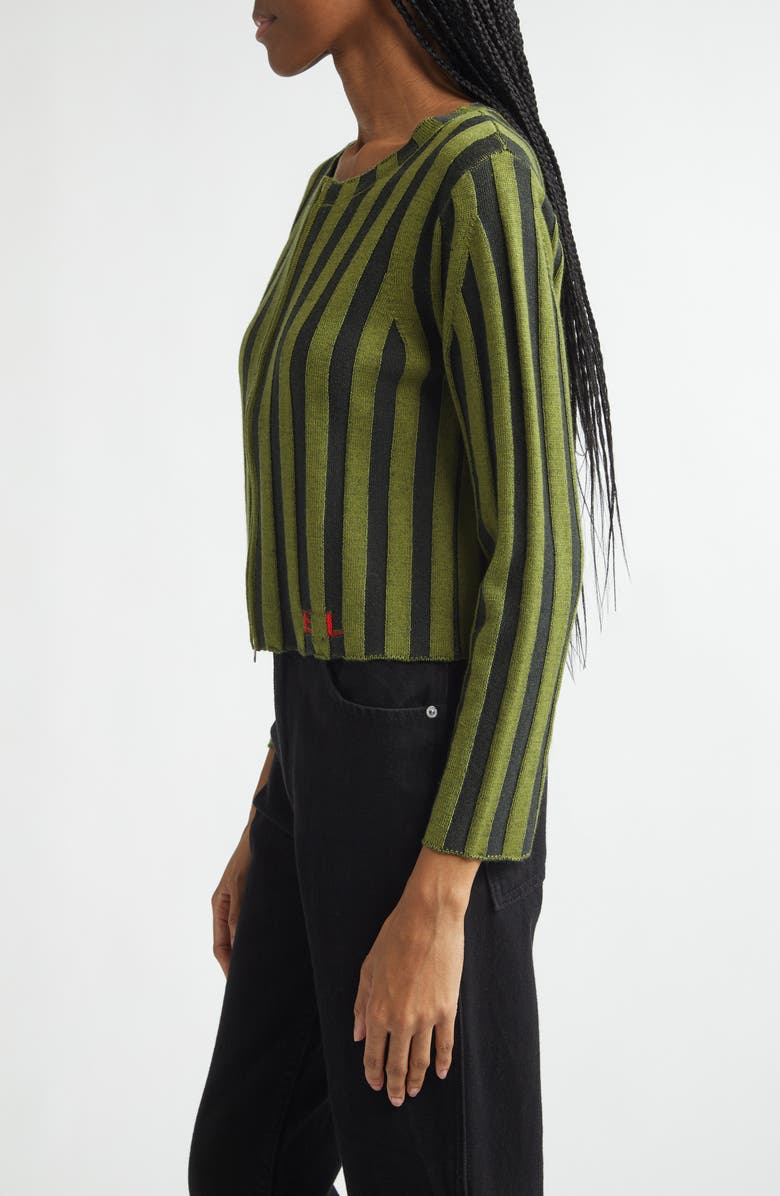 Eckhaus Latta Keyboard Stripe Merino Wool Crop Zip Cardigan, Alternate, color, Sierra Nevada