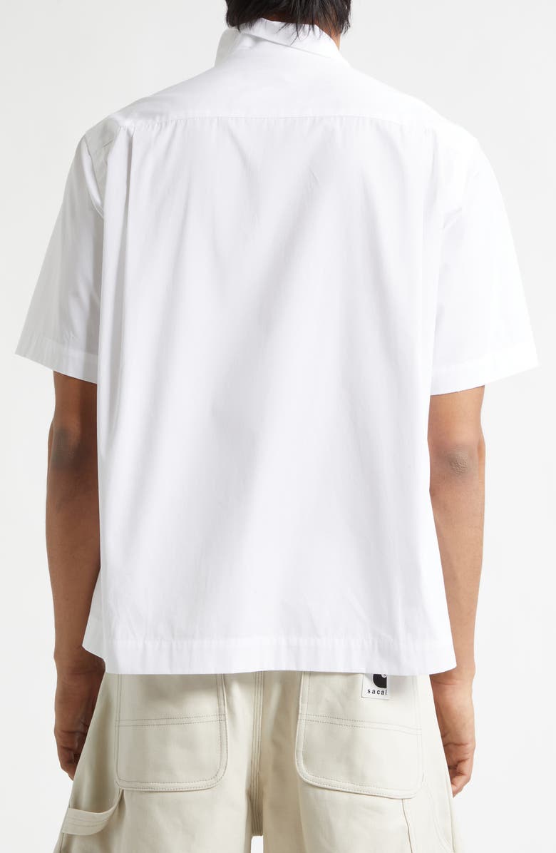Sacai Poplin Camp Shirt, Alternate, color, Off White