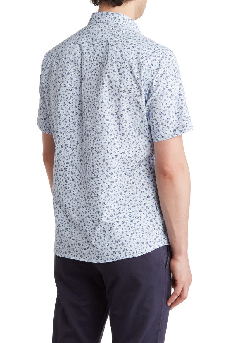 Brysen Ditsy Floral Short Sleeve Button-Up Shirt, Alternate, color, BLUE