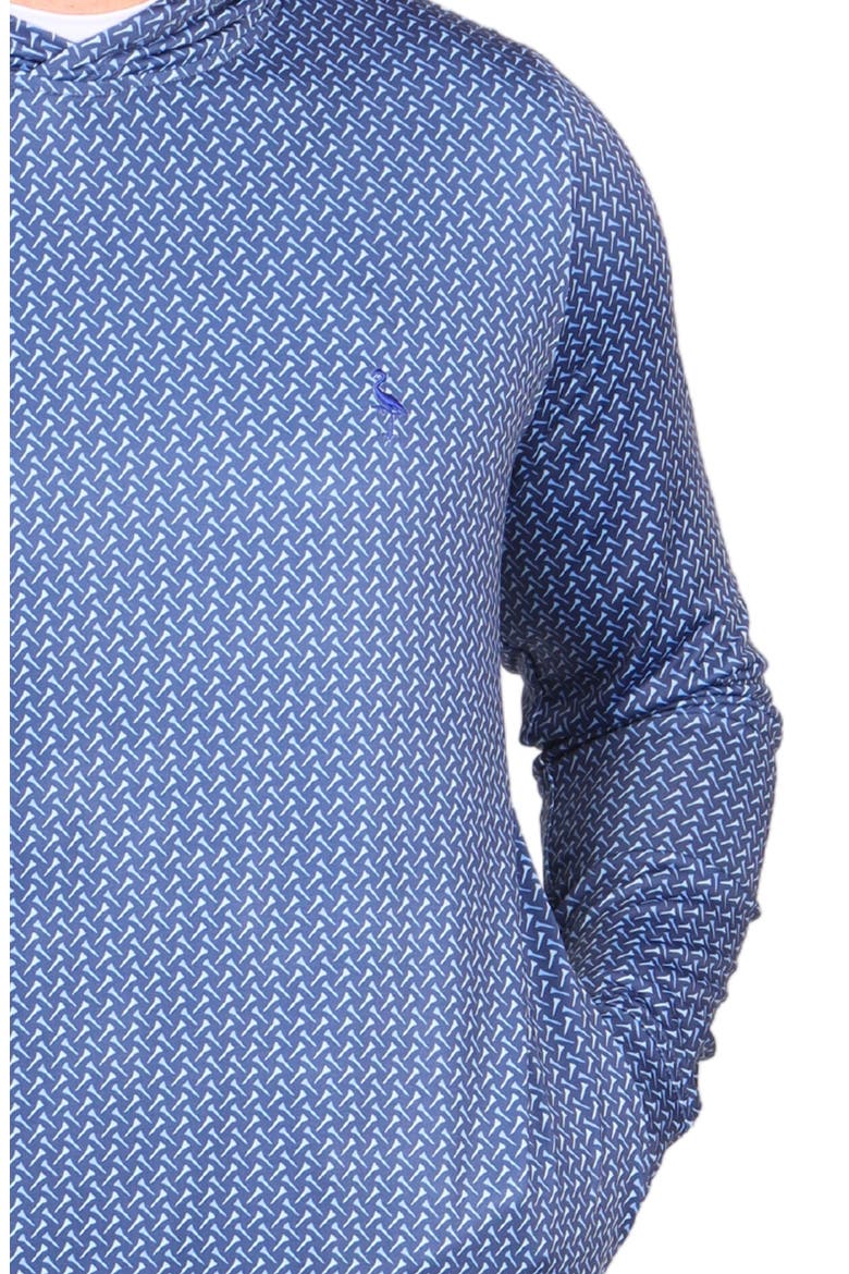 Golf Print Performance Hooded Pullover, Alternate, color, NAVY