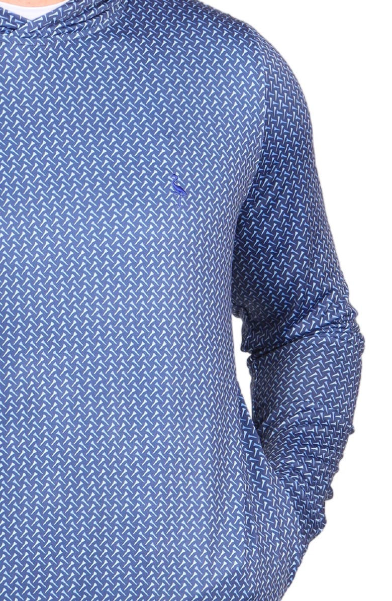 TailorByrd Golf Print Performance Hooded Pullover, Alternate, color, Navy