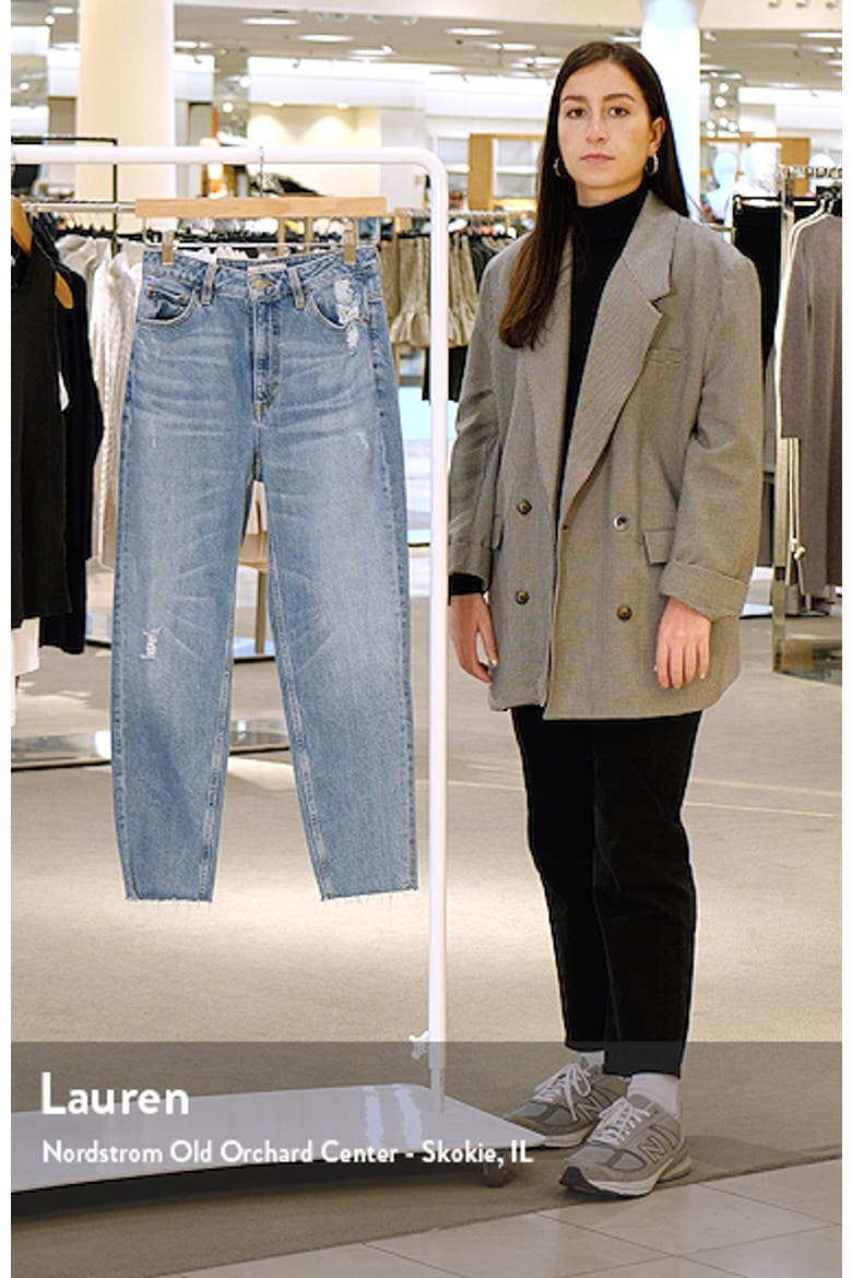 Distressed Raw Hem Ankle Mom Jeans video