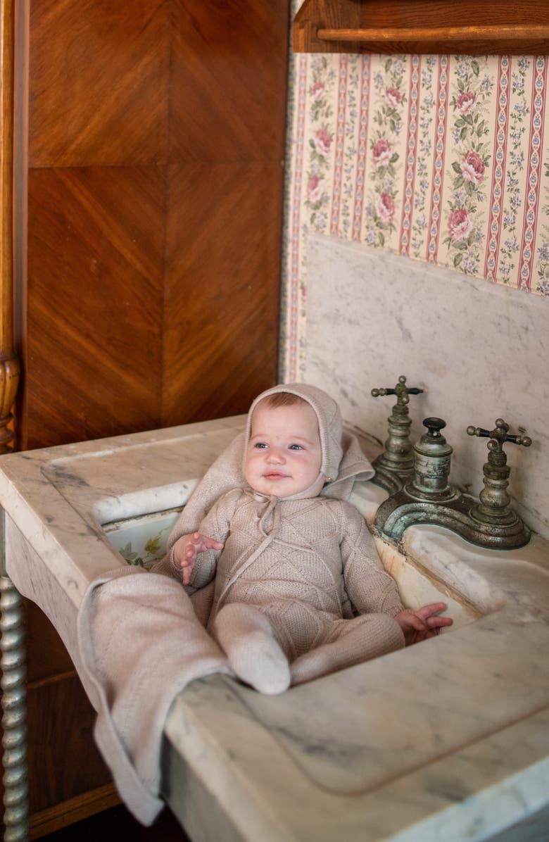 Manière Cable Knit Cotton Footie, Alternate, color, 