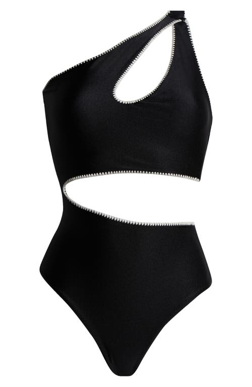 Shop Boamar Etro Asymmetric Cutout One-piece Swimsuit In Black White