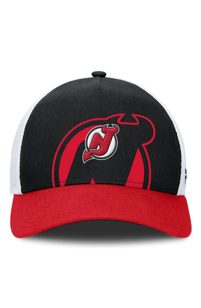 FANATICS Men's Fanatics Black/Red New Jersey Devils Authentic Pro A-Frame Rink Adjustable Hat, Alternate, color, Black